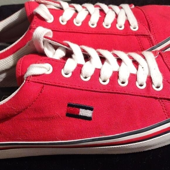 Tommy Hilfiger Woman's Red Lace-up Sneakers - Picture 6 of 7